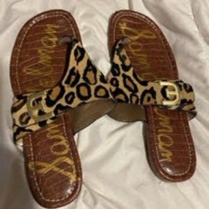 Sam Edelman Barry Leopard Print Slide Sandals Size 9W